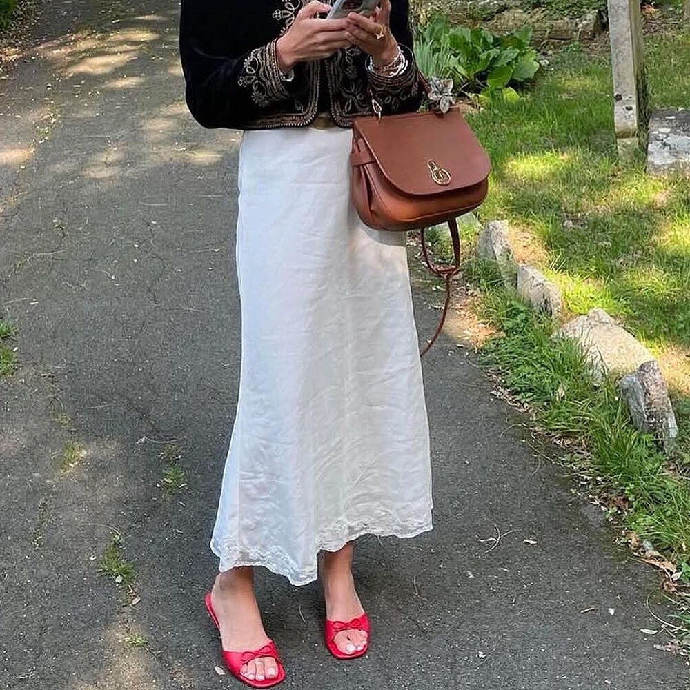 Rixo Crystal Linen Midi Skirt